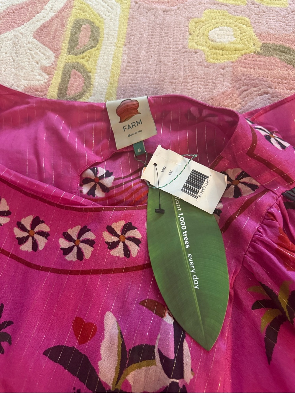 FARM Rio Hot Pink Tropical Embroidered Midi Dress - Picture 5 of 7